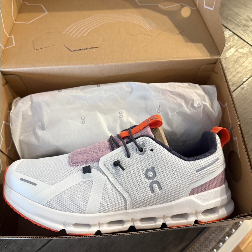 On Running Kids' Sneakers in White, Pink, and Orange